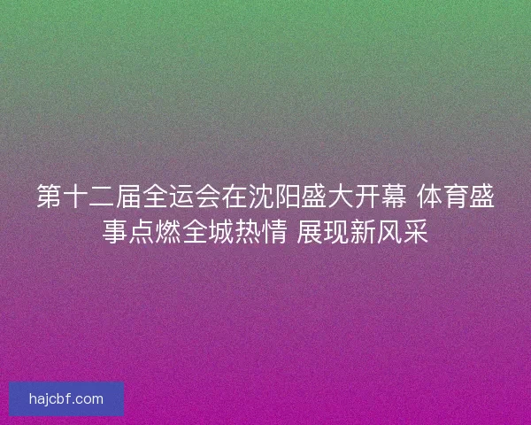 第十二届全运会在沈阳盛大开幕 体育盛事点燃全城热情 展现新风采