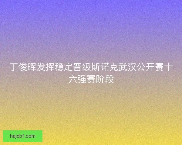 丁俊晖发挥稳定晋级斯诺克武汉公开赛十六强赛阶段