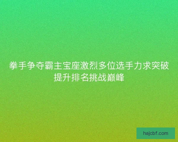 拳手争夺霸主宝座激烈多位选手力求突破提升排名挑战巅峰 拳手争夺霸主宝座激烈多位选手力求突破提升排名挑战巅峰